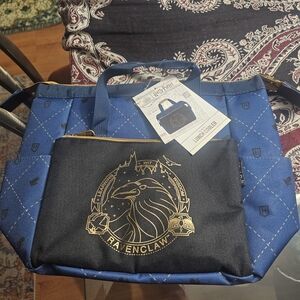 Blue and Black Tote Bag